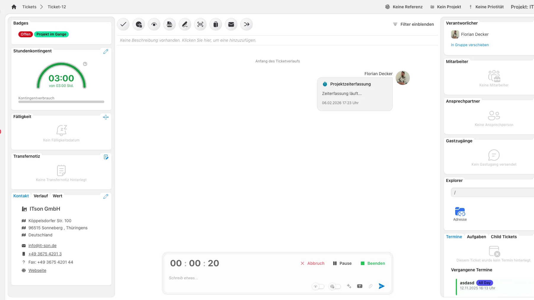 Ticket time record dark